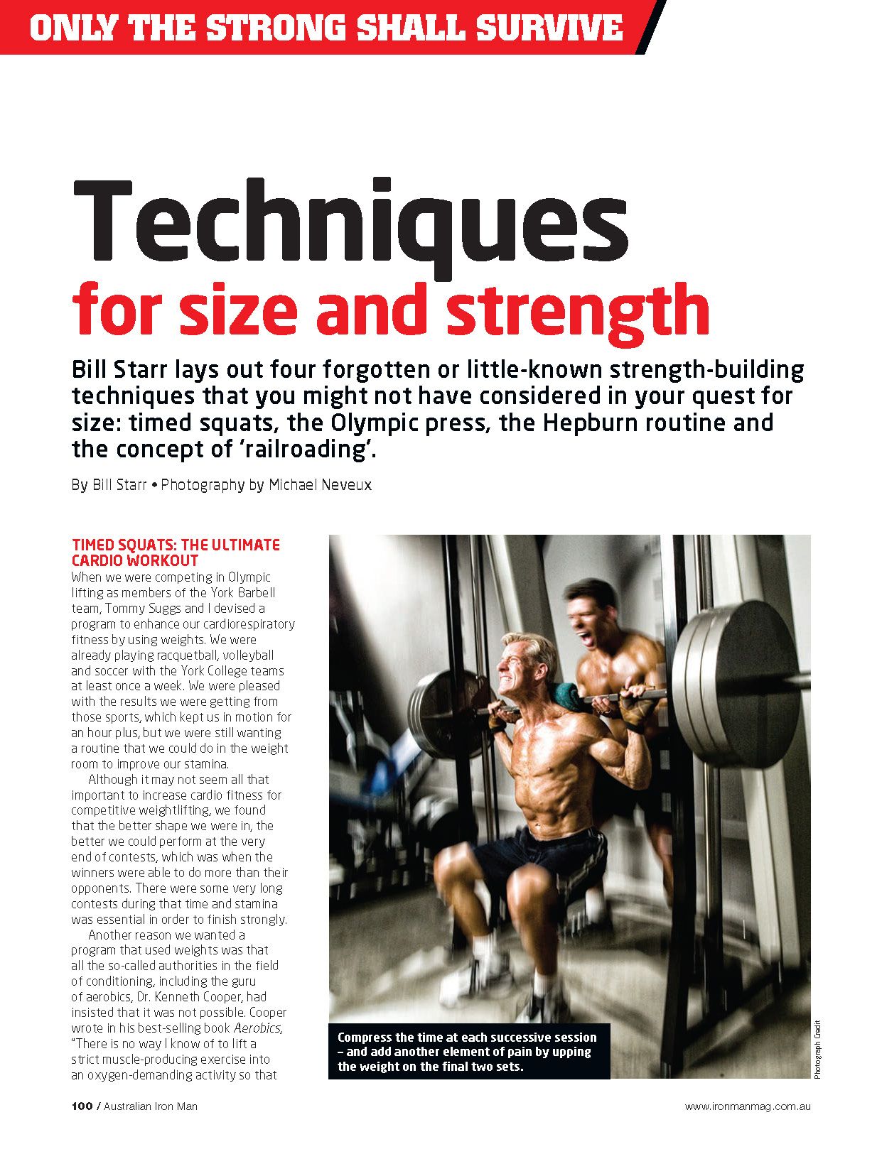 A man is squatting with a barbell in a gym.