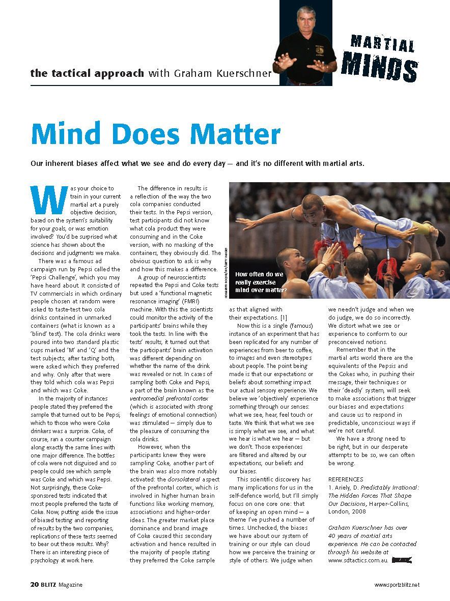 A page from a magazine titled mind does matter