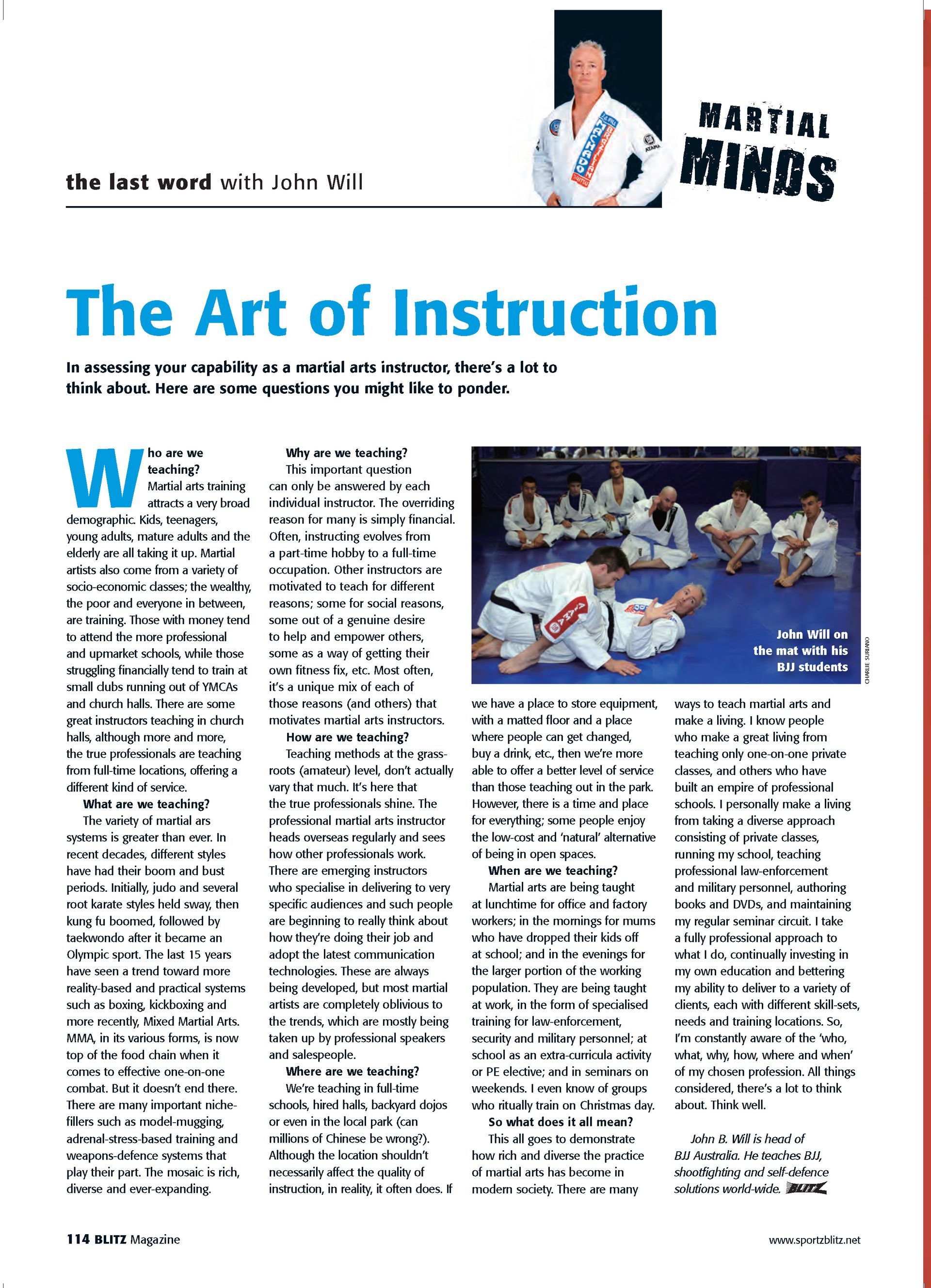 A newspaper article about the art of instruction
