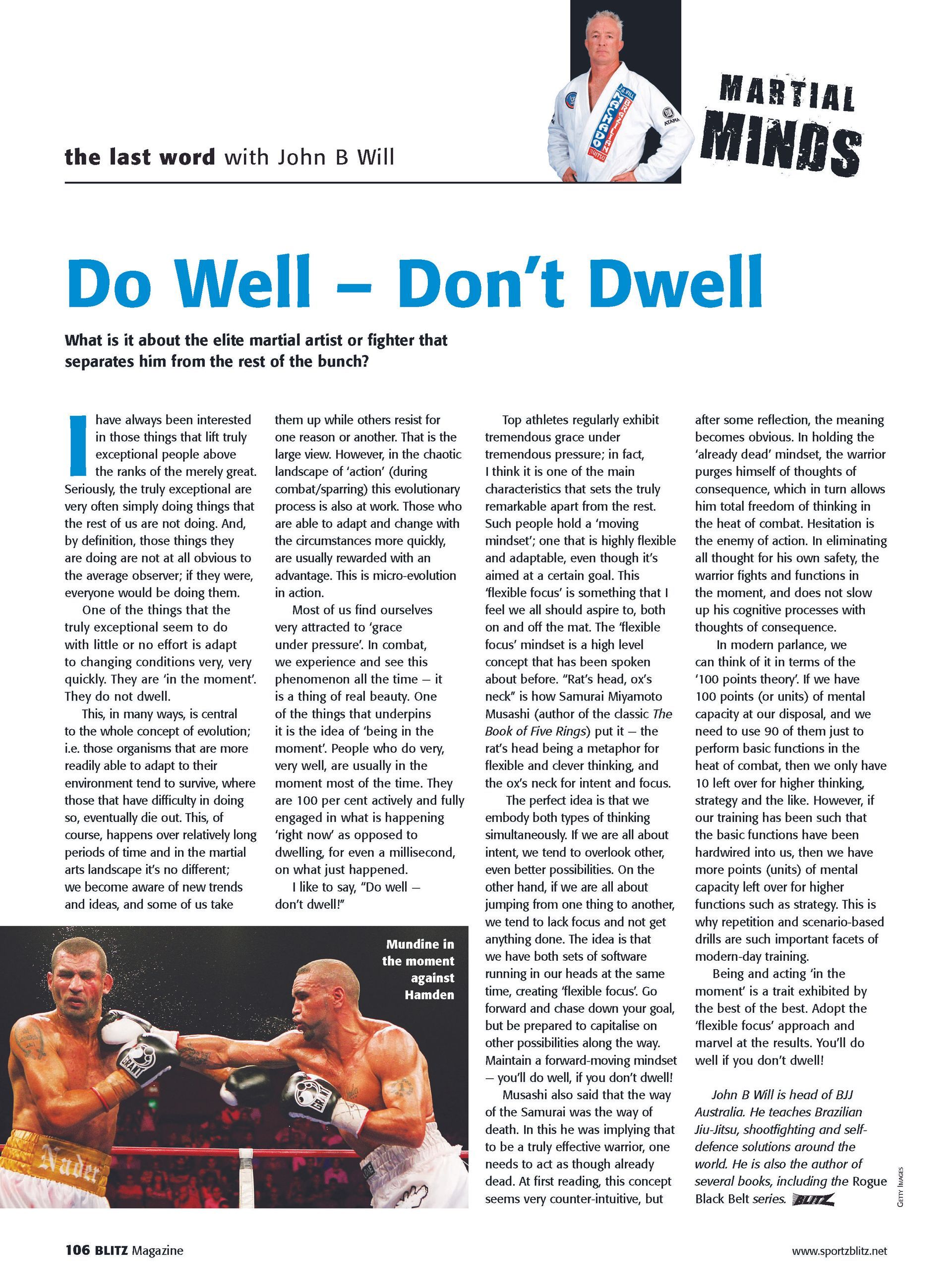 Two men are boxing in a newspaper article about martial arts.