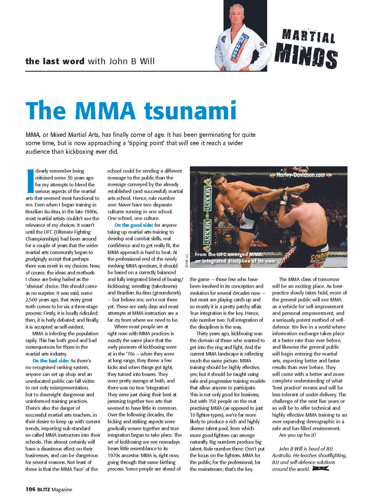 A newspaper article about the mma tsunami.