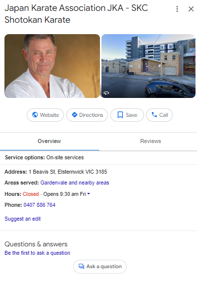 A google search for japan karate association jka - skkc shotokan karate