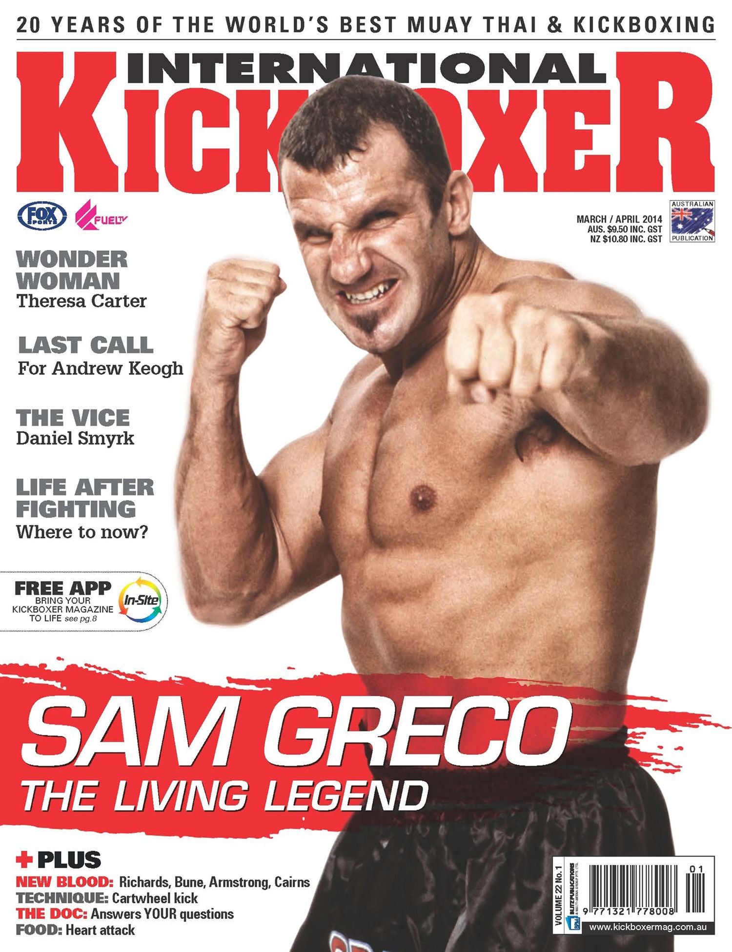 Sam greco is on the cover of the international kickboxer magazine