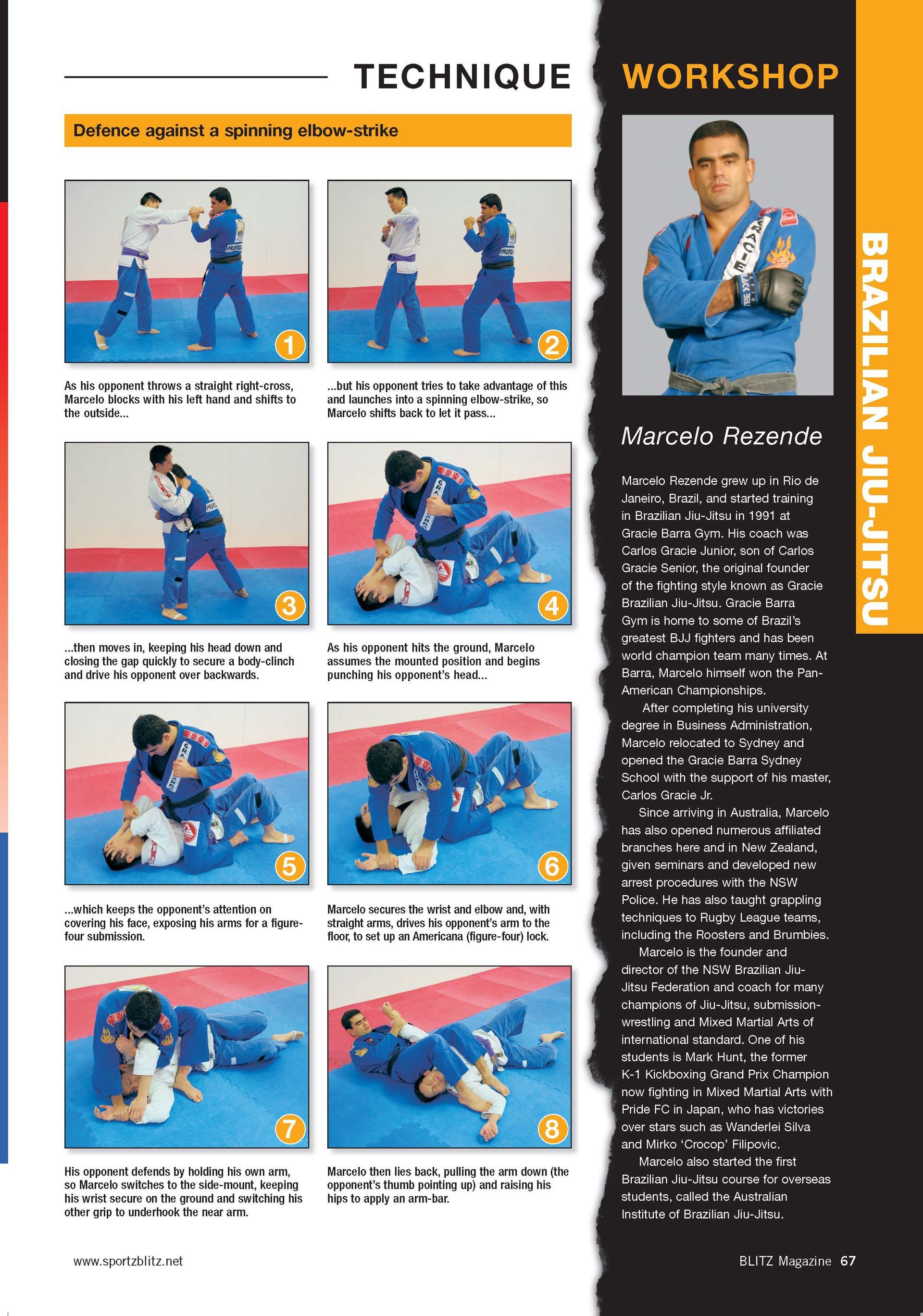 A brazilian jiu-jitsu technique workshop is shown on a page