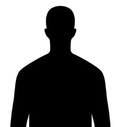 A silhouette of a man without a face on a white background.