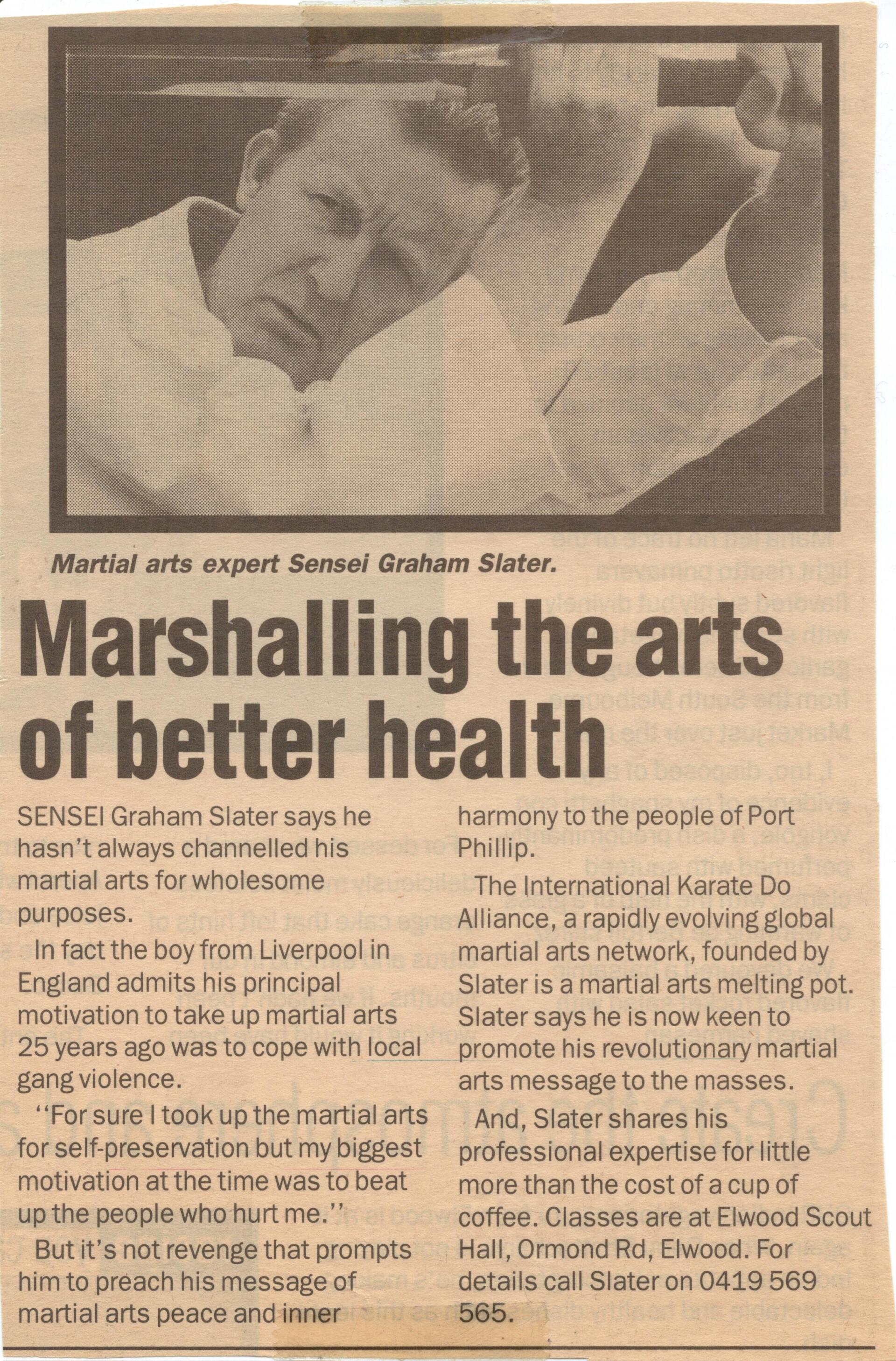 A newspaper article about marshalling the arts of better health