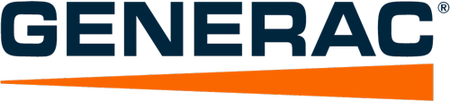 Generac logo: navy text over an orange gradient line.