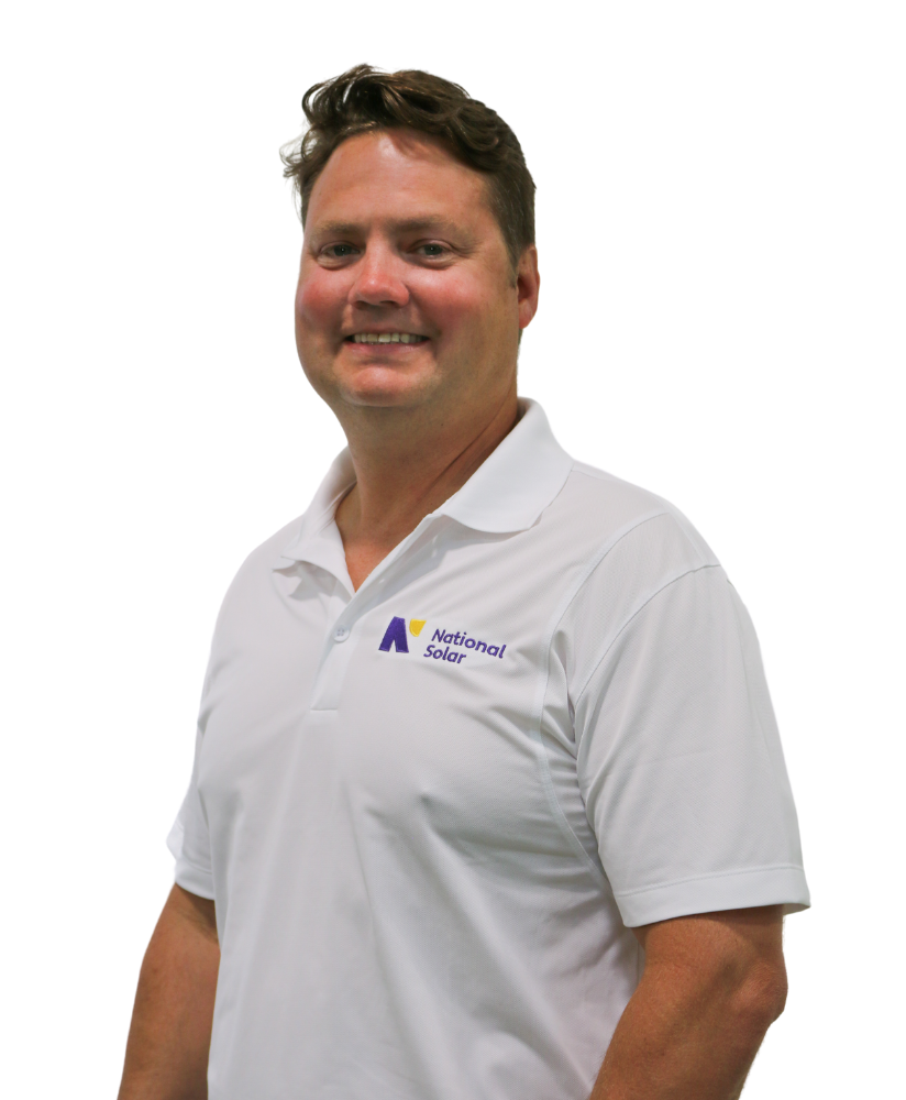 A man wearing a white shirt with the word appliance on it