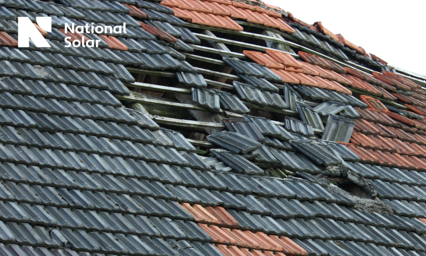 A roof that has been damaged by national solar