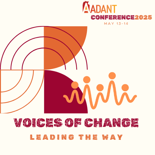 A logo for a conference called voices of change leading the way
