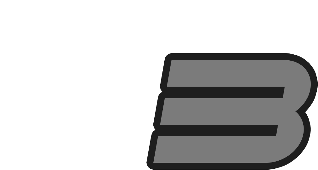 A gray and black logo with the letter b on a white background.