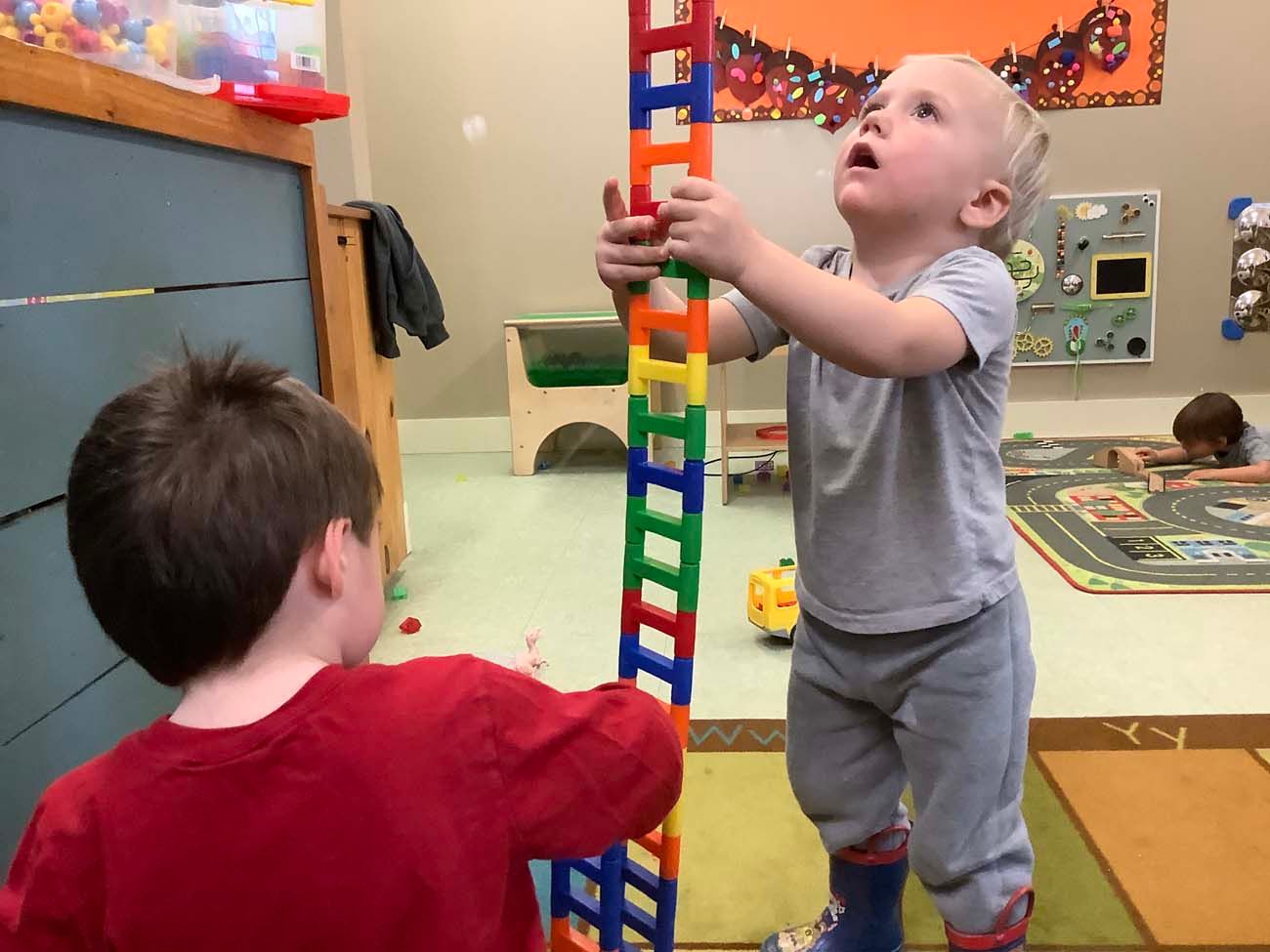toddler playing toys