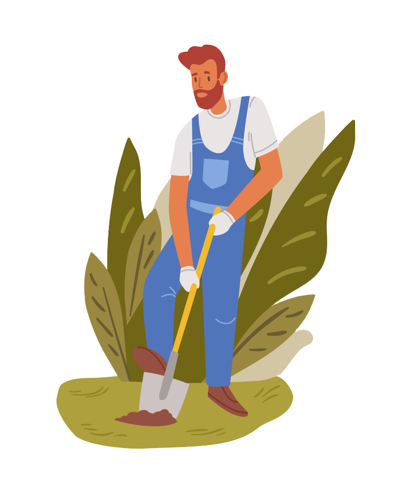 gardener with shovel illustration