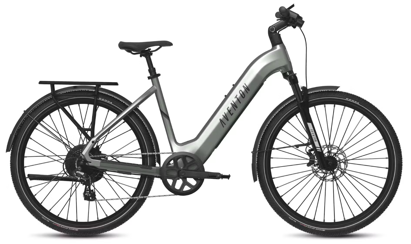 A black electric bike on a white background.
