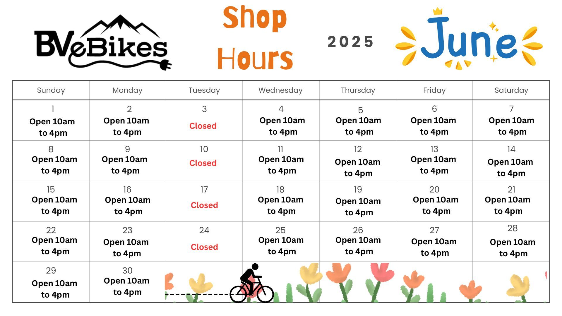 A calendar for the month of may with a bicycle on it.