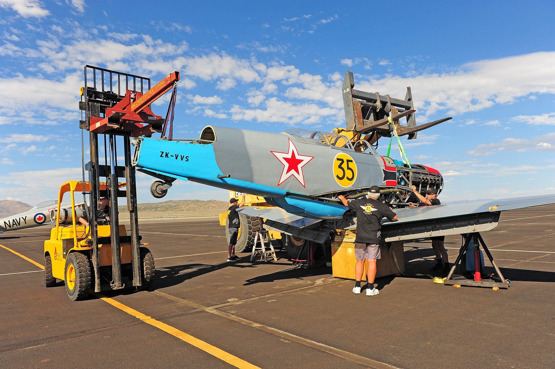 Full Noise Yak 3 fighter plane in transit from Fighter Flights in Marlborough, New Zealand