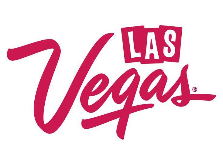 A red and white logo for las vegas on a white background.