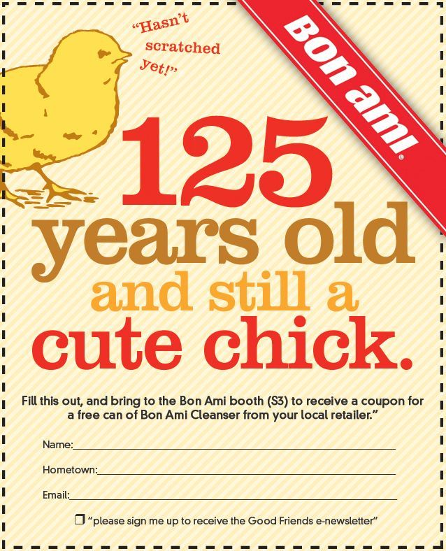 A coupon for 125 years old and still a cute chick
