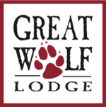 The logo for the great wolf lodge has a paw print on it.