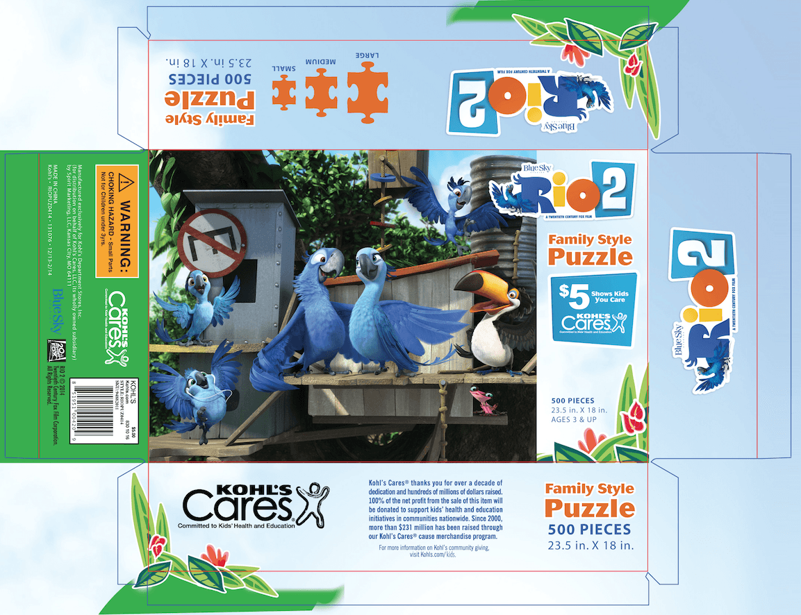 A box of rio 2 puzzle with birds on it
