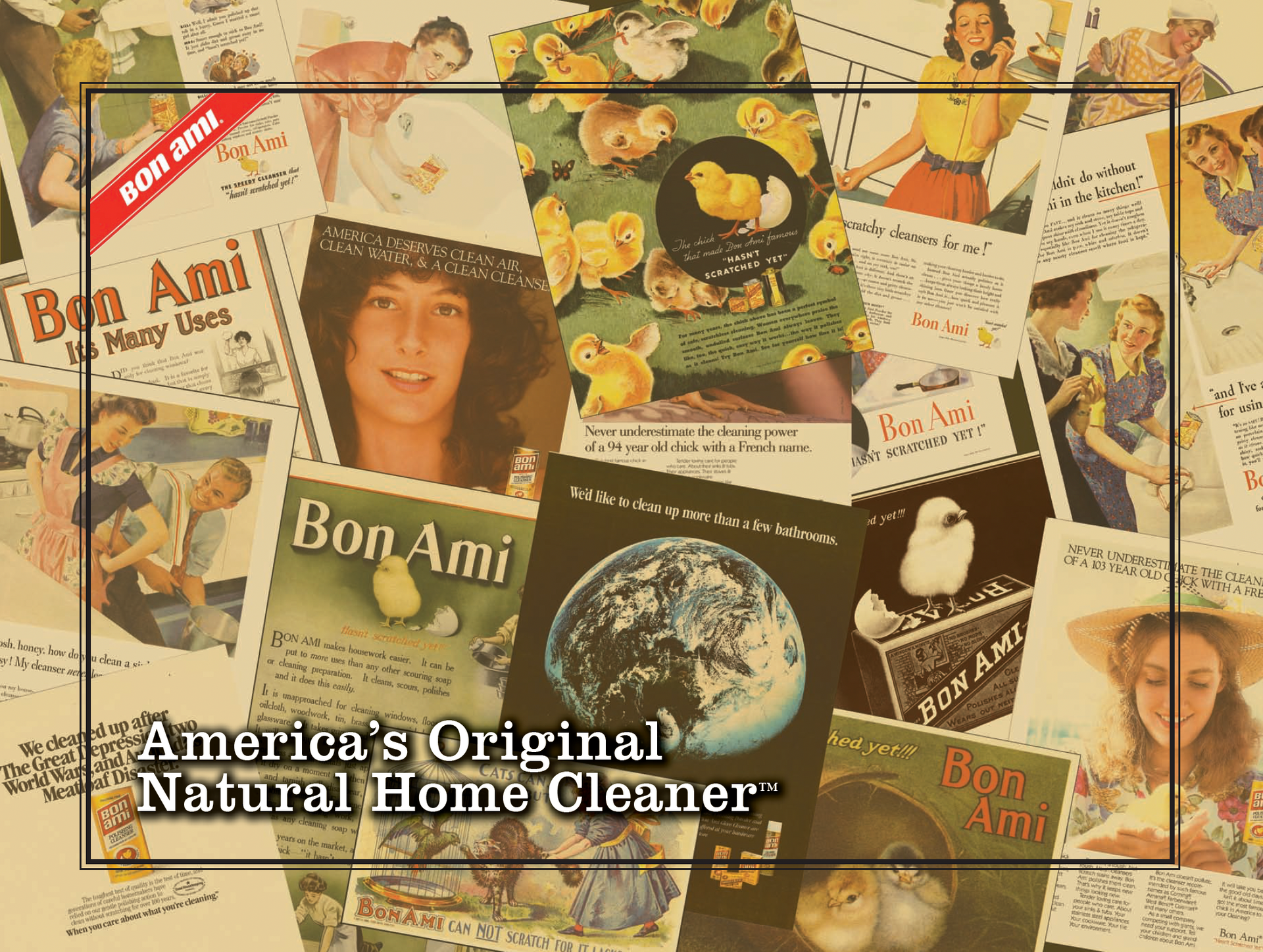 America 's original natural home cleaner is advertised on a poster