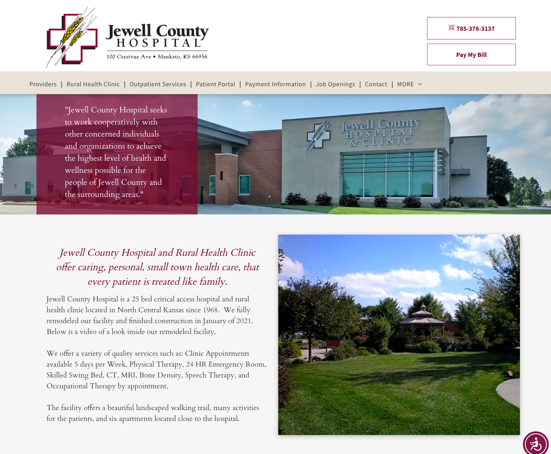 The website for jewel county hospital has a picture of the hospital