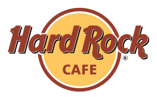 A hard rock cafe logo on a white background
