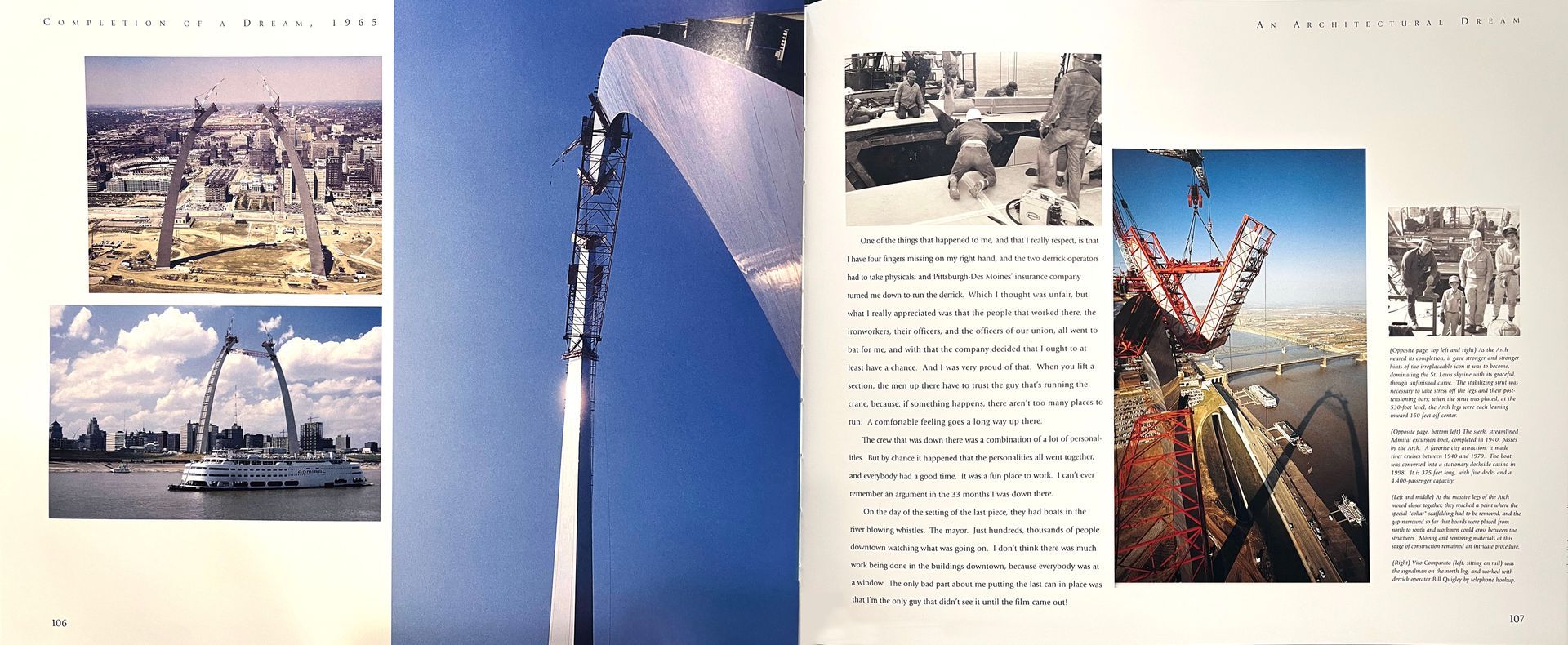 A book is open to a page with a collage of pictures