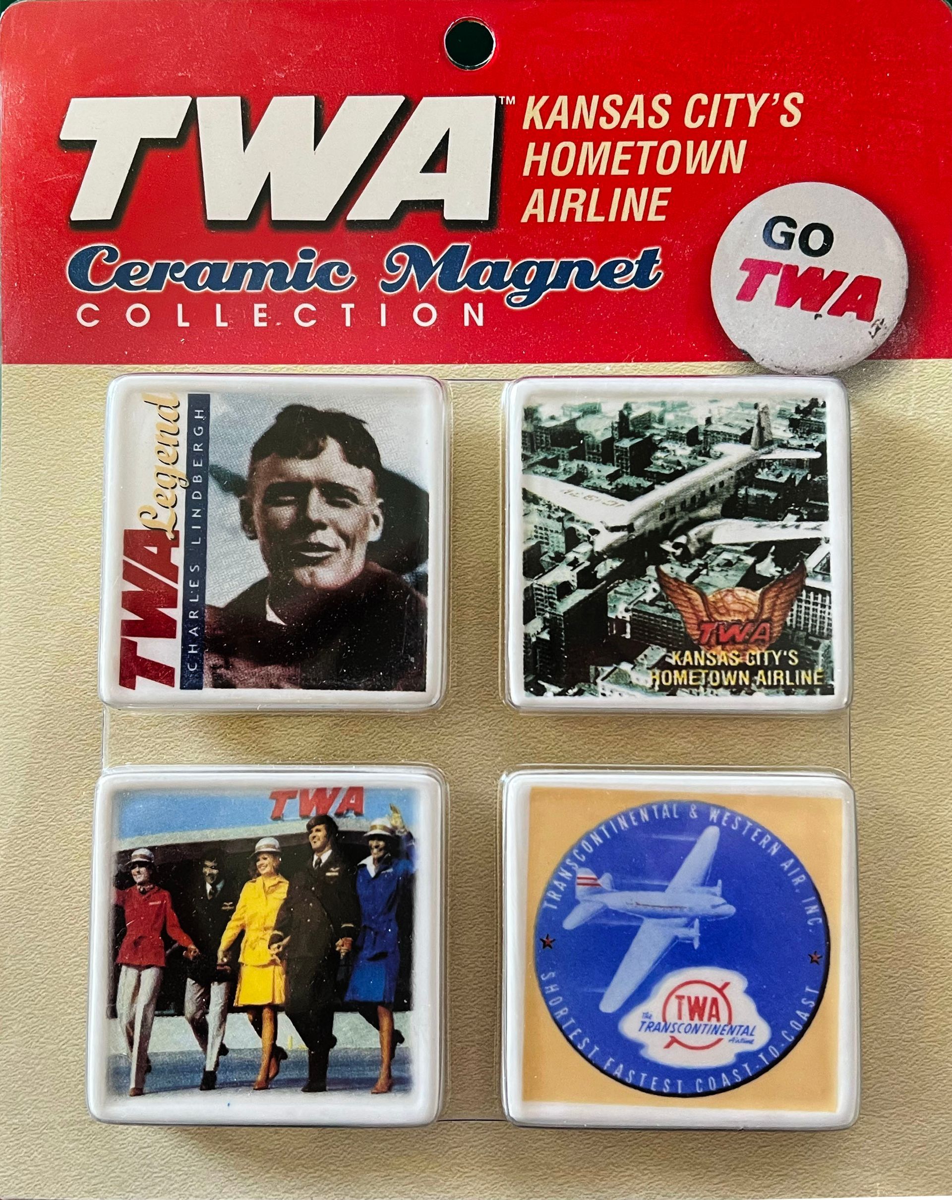 A package of twa ceramic magnets from kansas city 's hometown airline