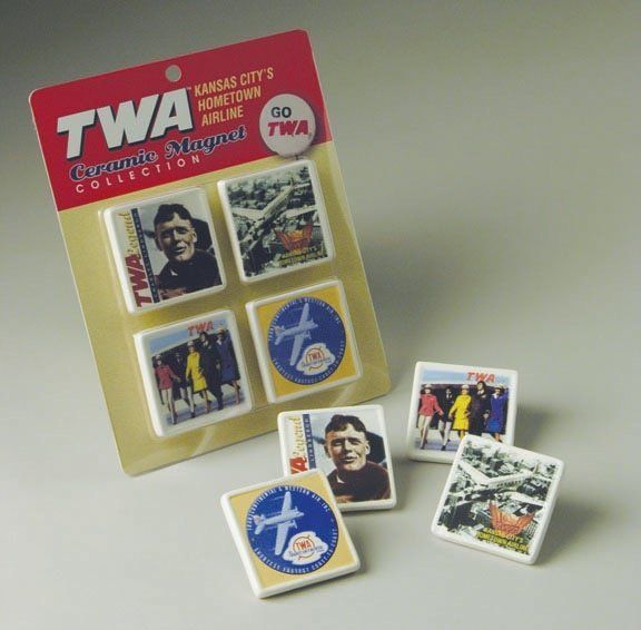 A package of twa ceramic magnets with pictures on them