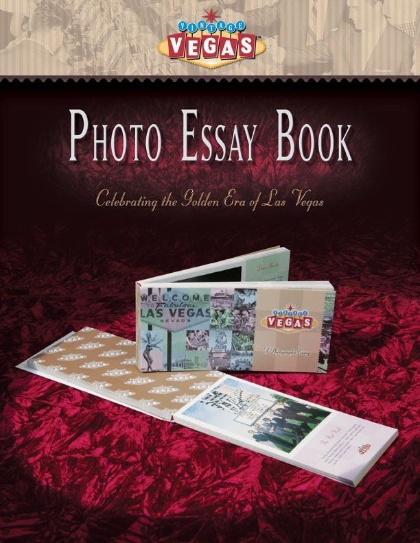 A photo essay book is sitting on a red cloth