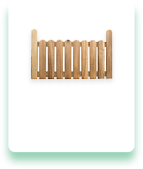 A wooden fence is shown on a white background.