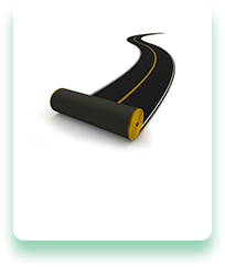 A roll of asphalt with yellow lines on a white background.