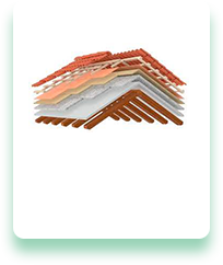 A diagram of the layers of a roof on a white background.