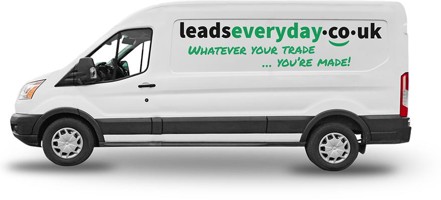 A white van that says leadseveryday.co.uk on the side