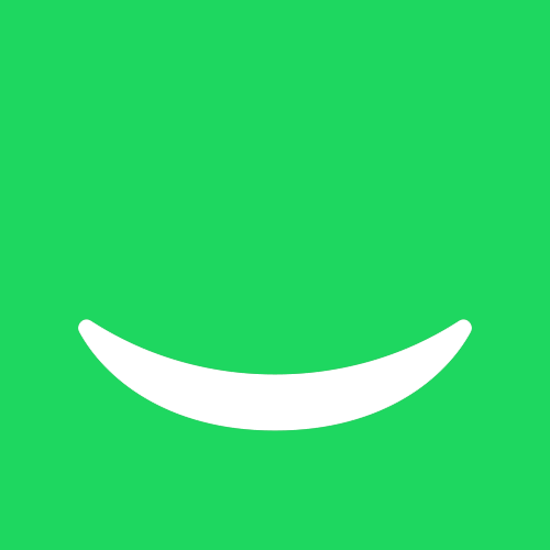 A green background with a white smile on it.