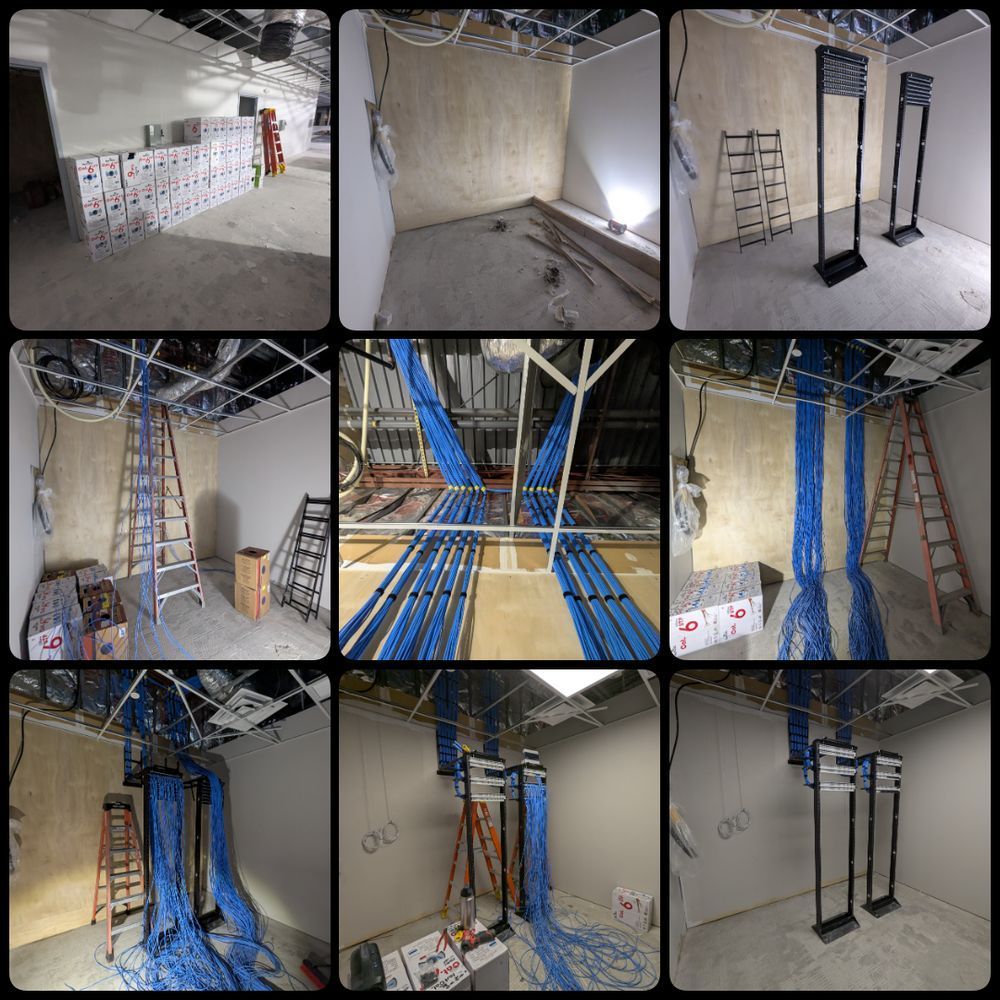 A collage of pictures of a building under construction