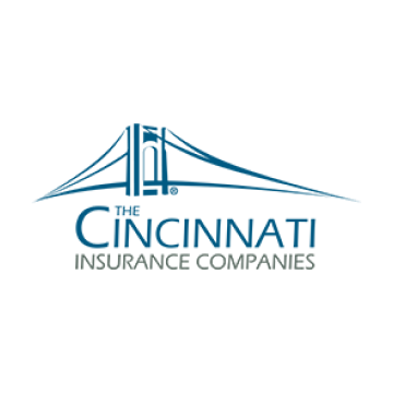 Logo for The Cincinnati Insurance Companies: Blue bridge silhouette over text.