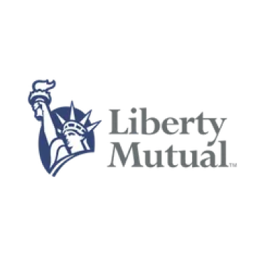 Liberty Mutual logo: Statue of Liberty in blue, holding torch; gray