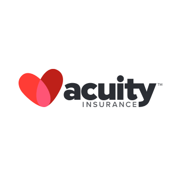 Acuity Insurance logo with a heart symbol in red and pink, next to the word
