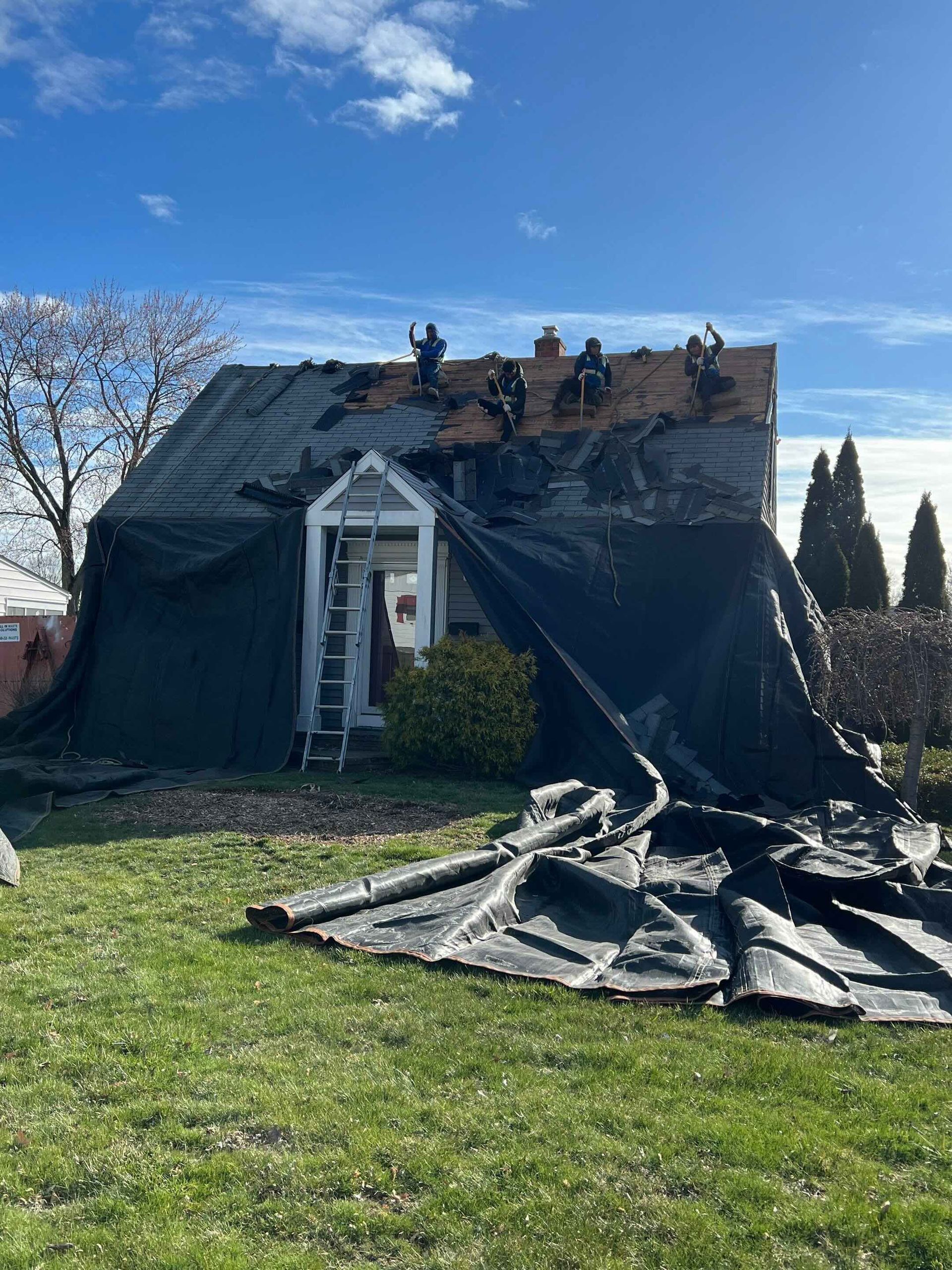 striping old three tab roof progress photo in connecticut