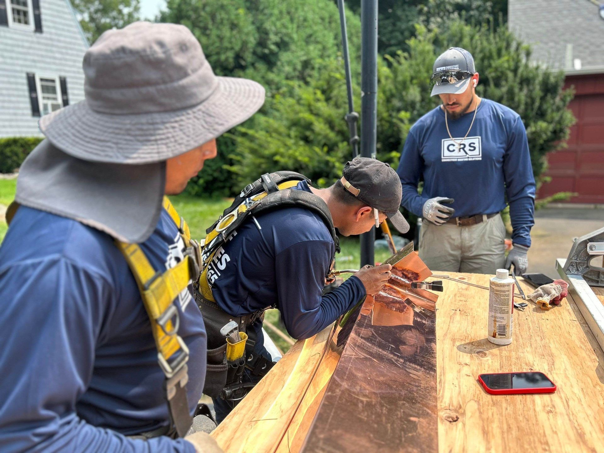 Crew Custom Welding Copper Chimney Flashing in Glastonbury, CT