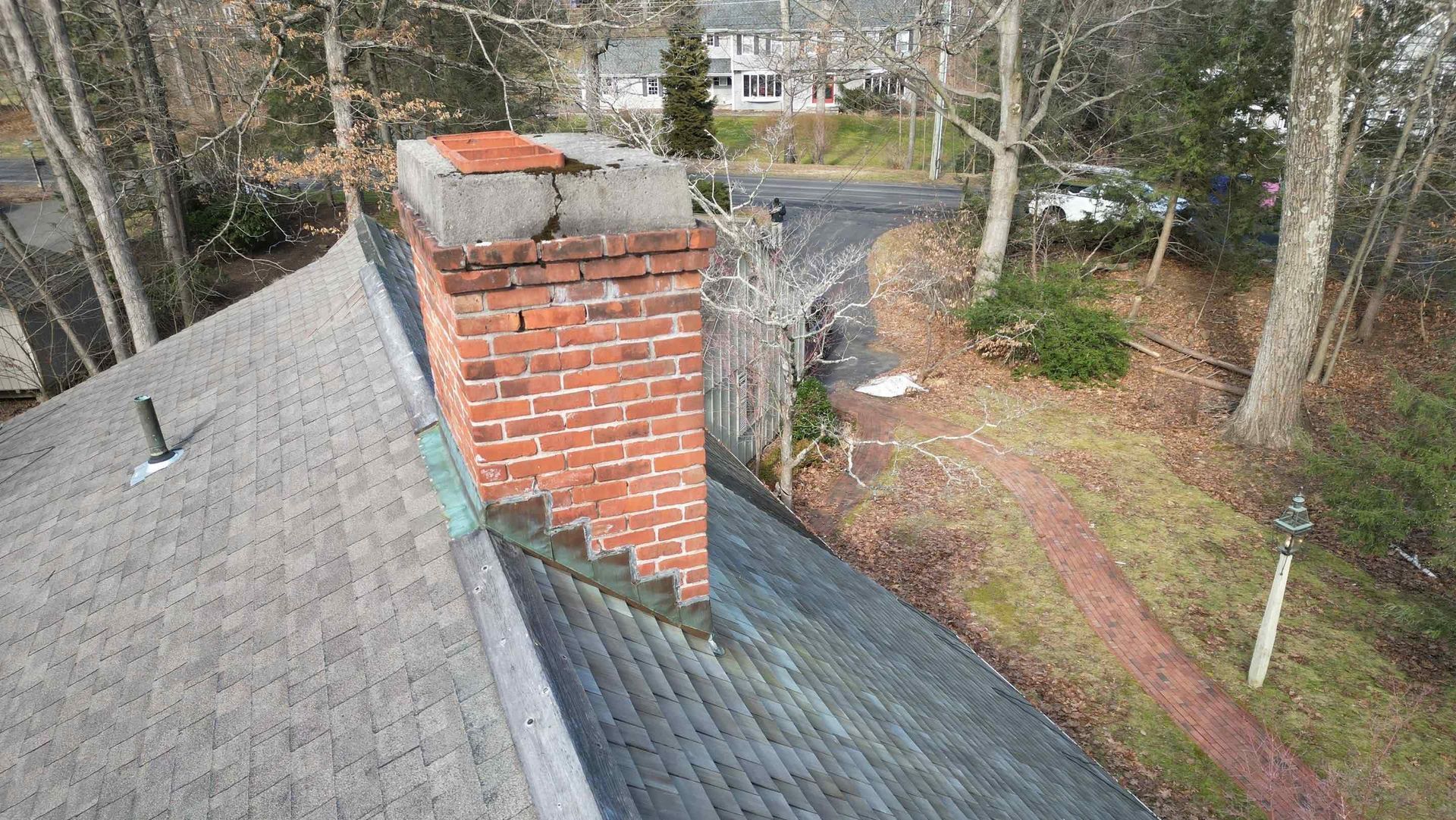 Old roof and old flashing in West Hartford