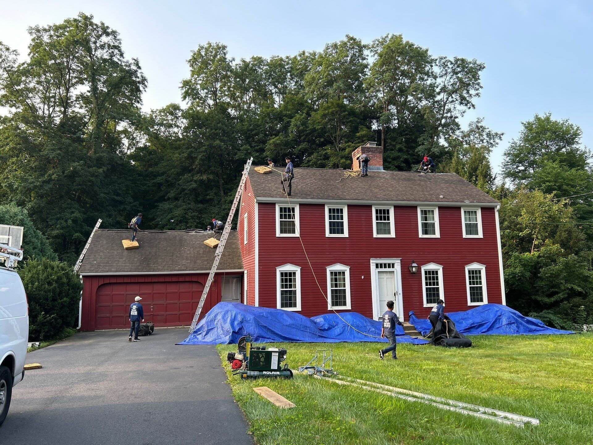 Connecticut Roofing Solutions crew starting a residential roofing project in Glastonbury, CT