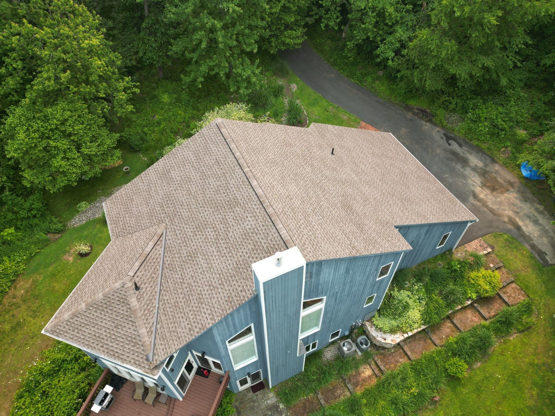 Ariel View of Roof Installation project in Canton, 
CT