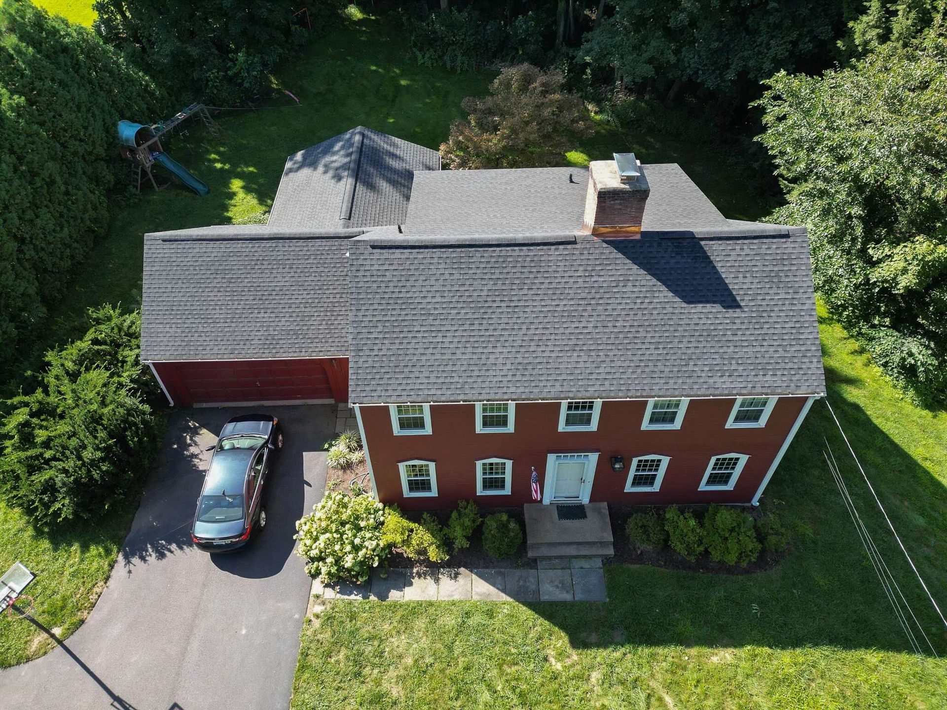 after drone picture of a newly installed roof in west hartford, ct