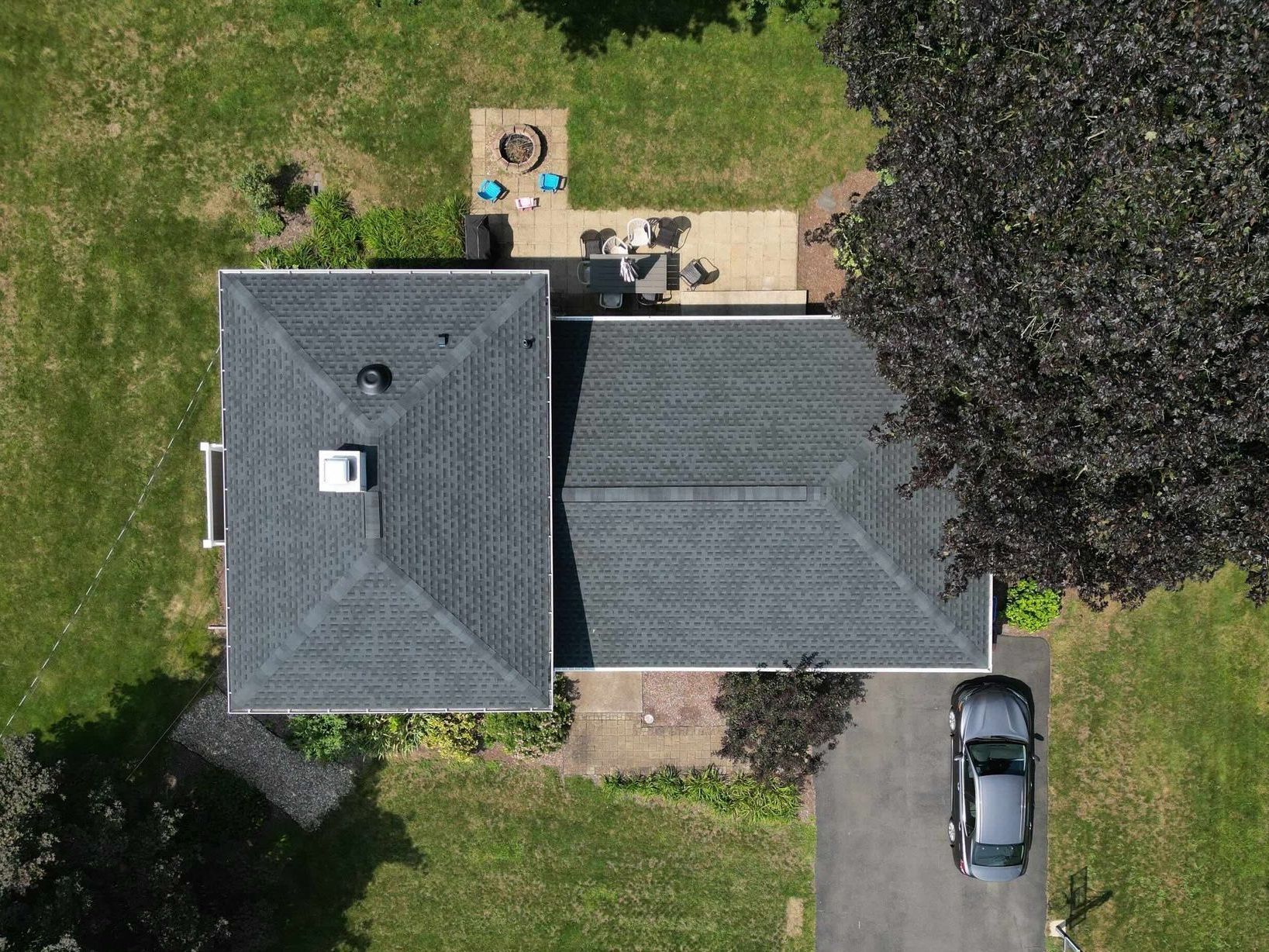 aireal photo of newly installed roof by Connecticut Roofing Solutions