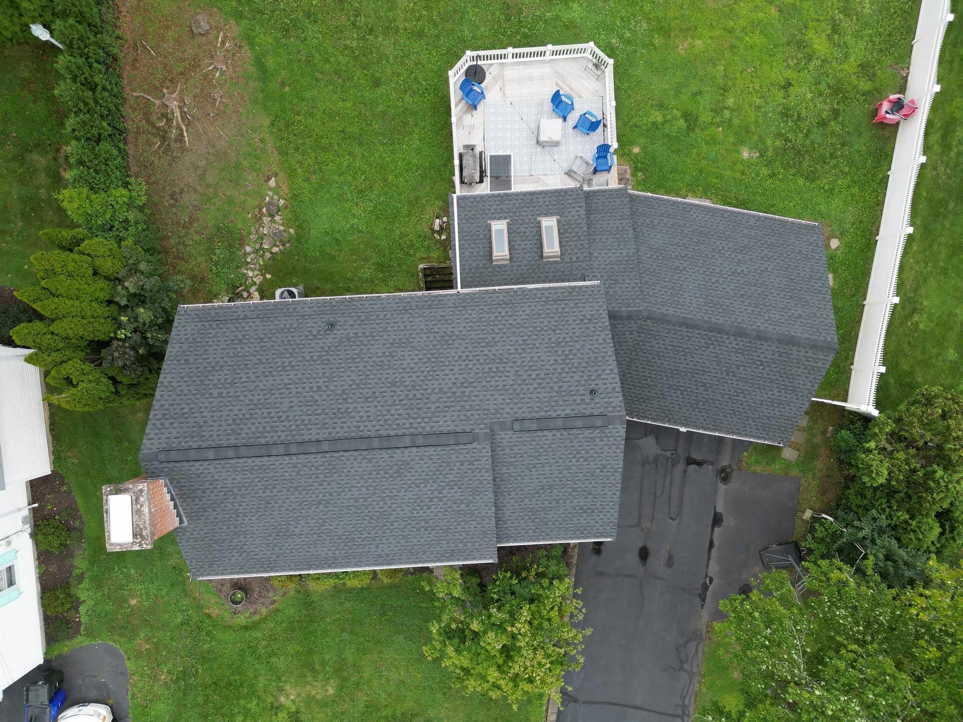 after drone picture of a newly installed roof in west hartford, ct