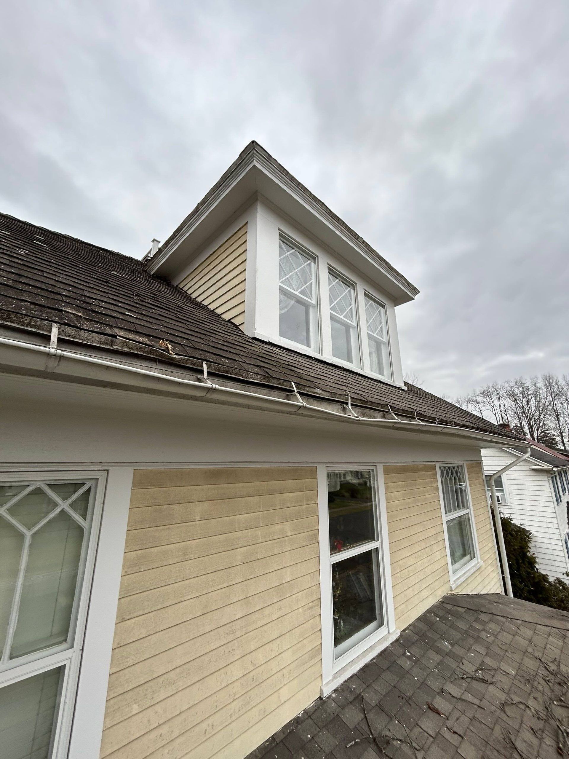 Storm Damaged roof and gutter inspection in West Hartford, CT