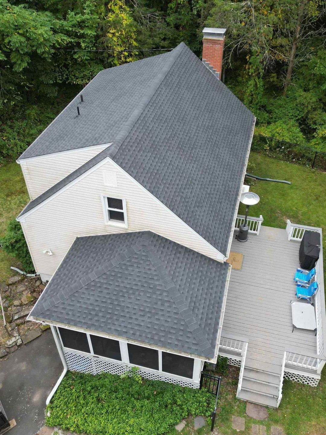 drone photo of GAF Charcoal Roof Installed in West Hartford, CT